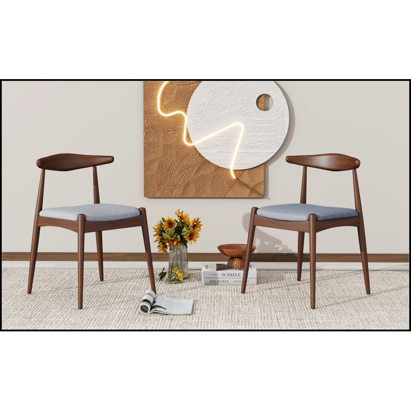 Ensemble de 2 chaises de salle à manger en bois d'hévéa avec dossier ergonomique et coussins de confort pour les intérieurs modernes et classiques