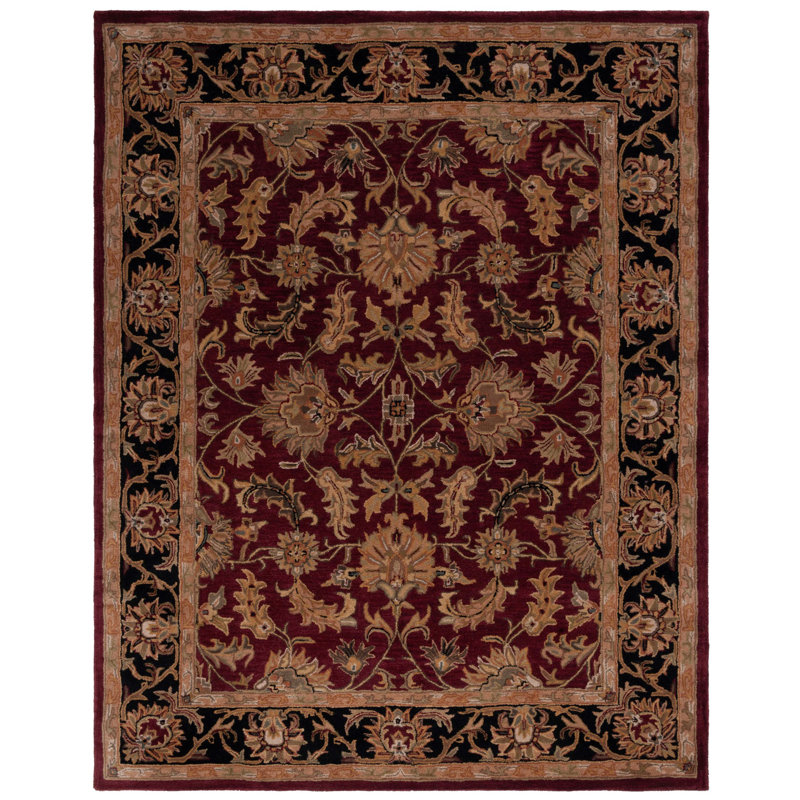Tapis rouge / noir en laine touffeté à la main Cranmore, Rectangle 4 pi x 6 pi