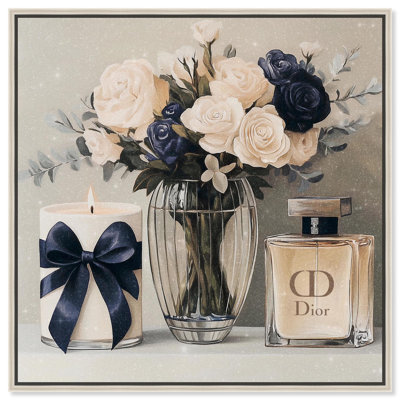 "Ivory Perfume and Flowers in Vase", reproduction d'art sur toile par Art Remedy