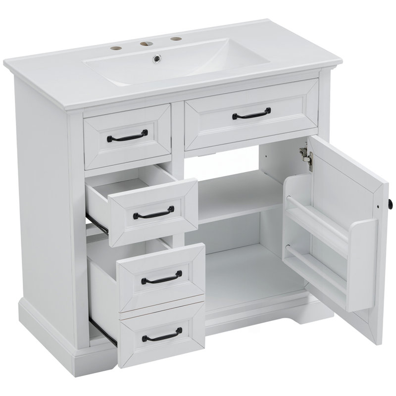 Meuble-lavabo 36 po avec comptoir en céramique, Blanc