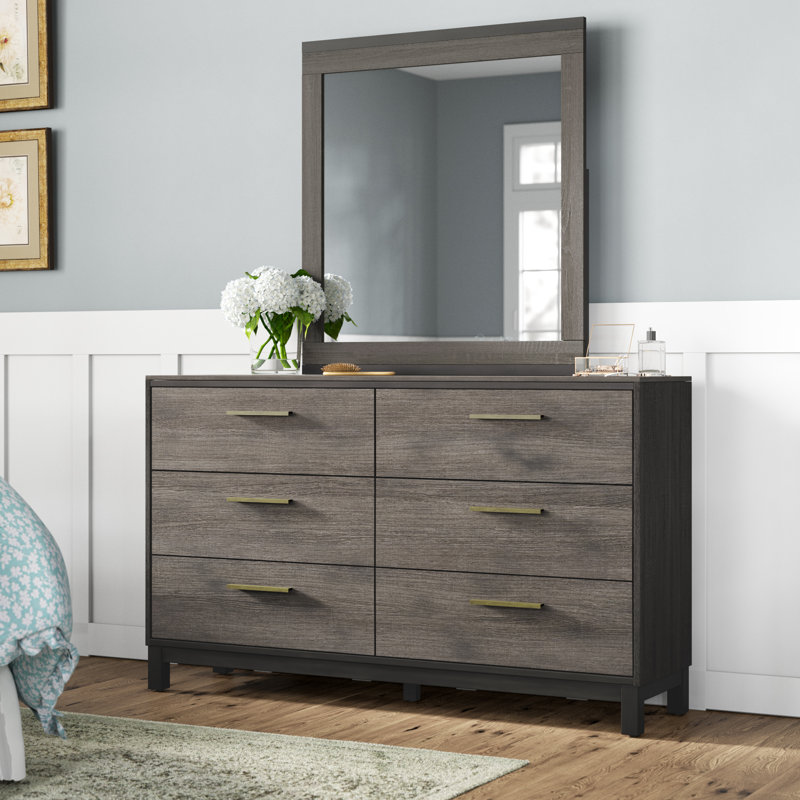 Commode double 6 tiroirs avec miroir Mandy