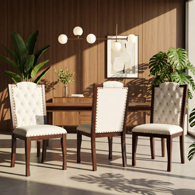 Chaises de salle à manger rembourrées en bois d'hévéa (ensemble de 4) l 20,5 po x P 17,5 po x H 36,8 po A&Q House