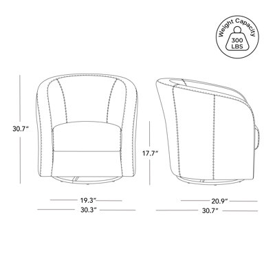Fauteuil d'appoint rembourré et pivotant en cuir