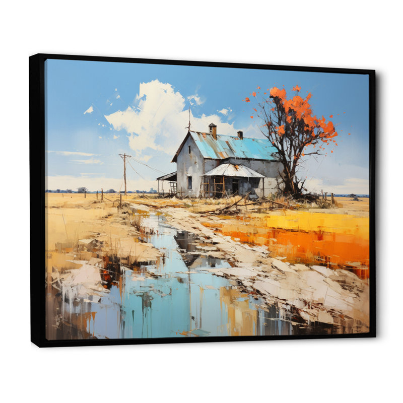 Mariita Farmhouse Farmstead Abstraction III - Imprimé, Cadre flottant noir, H 24 po x l 32 po x P 1 po