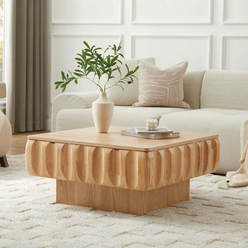 Table basse à plateau relevable 31,1 po avec rangement caché, Naturel