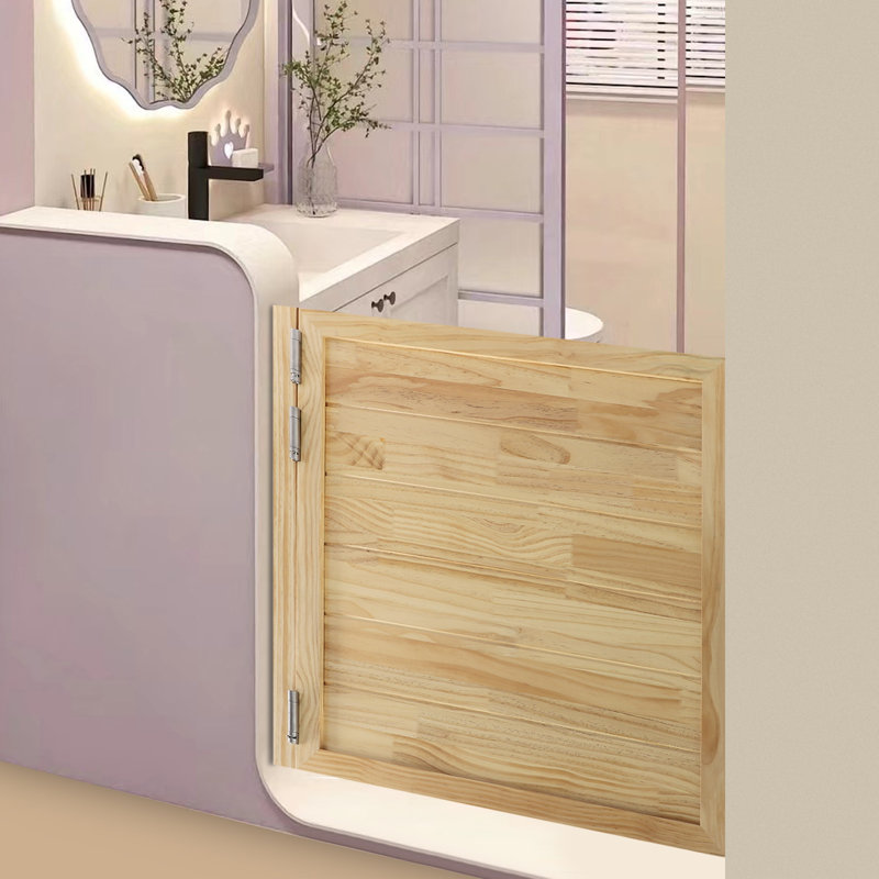 35.4X35.4” Wood Partition Door, Beige