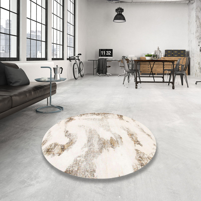 Tapis décoratif multicolore à motif abstrait, Rond 8 pi