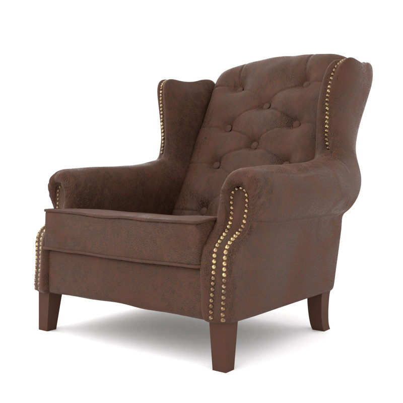  Chesterfield Wingback Armchair, Brown