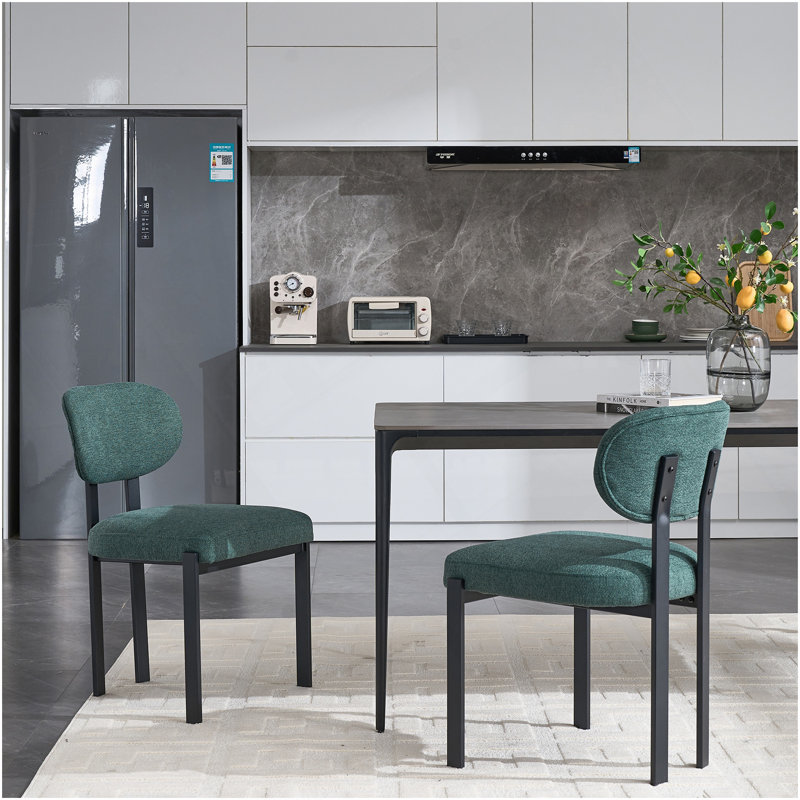 Ensemble de 2 chaises de salle à manger modernes rembourrées avec pieds en métal noir