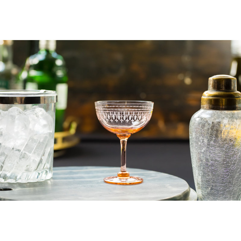 Handmade Crystal Coupe, Clear/Orange