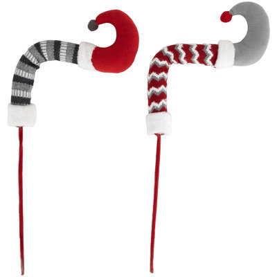 Ensemble de 2 piqûres de Noël en peluche 30 pi gris et rouge