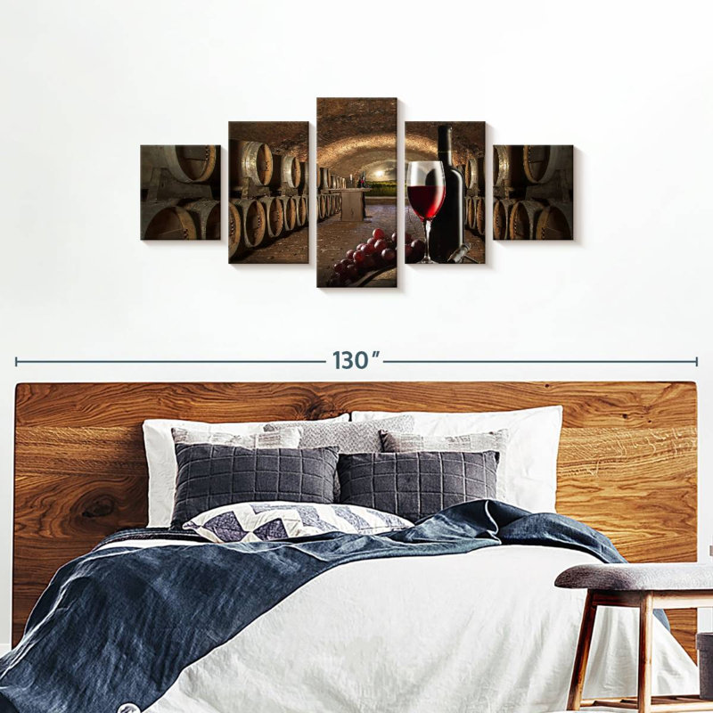 Ensemble de vinerie sur toile 5 pièces, H 80 po x l 36 po x P 1,25 po