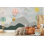 Papier peint montgolfière pour enfants avec montagnes et soleil