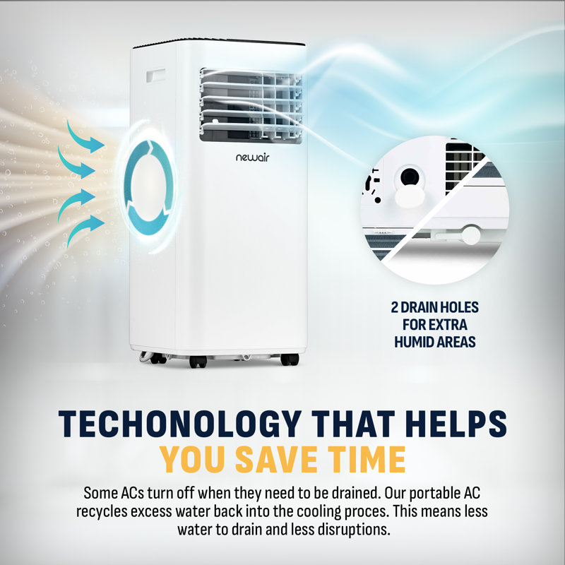 Newair 8,000 BTU Portable Air Conditioner (5,000 BTU DOE), Compact AC Design with Easy Setup Window Venting Kit