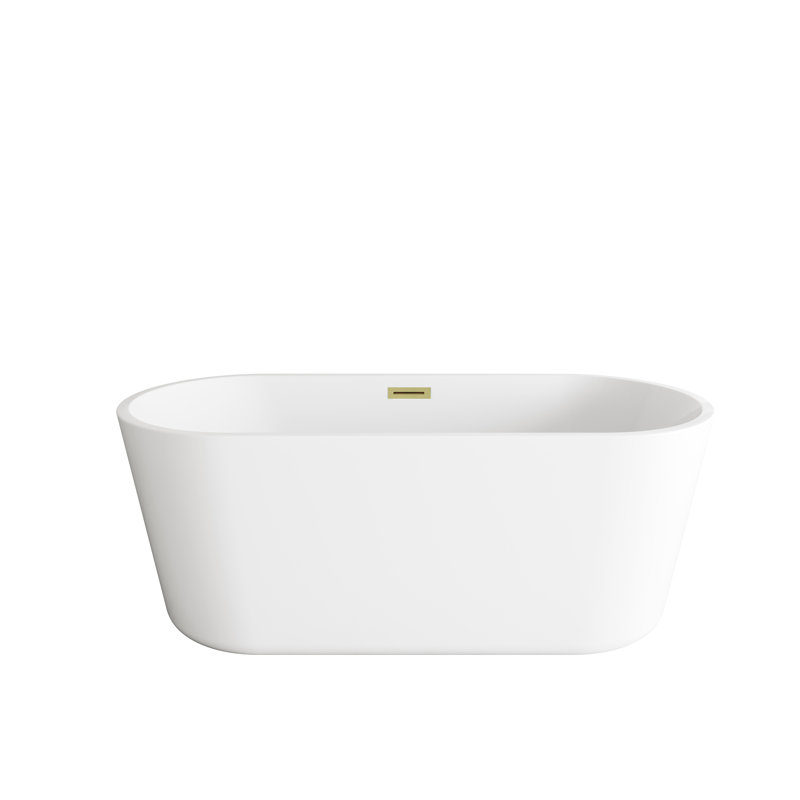 Jakeil 59'' x 27.5'' Soaking Acrylic Bathtub, Brushed Gold