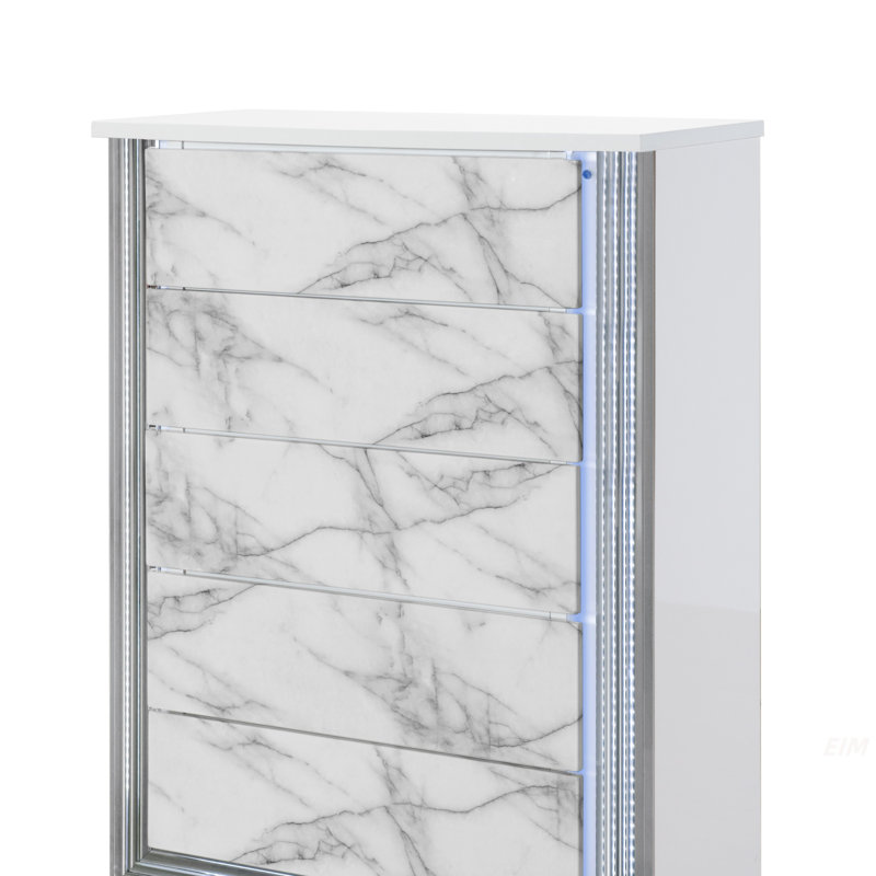 Commode en marbre blanc lune avec DEL