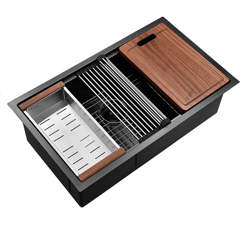 Évier de cuisine encastrable avec accessoires L 32 po x l 19 po Workstation