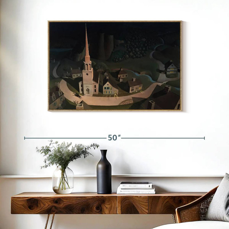 Tour de minuit de Paul Revere, 31 po x 21 po, Cadre flottant en bois naturel