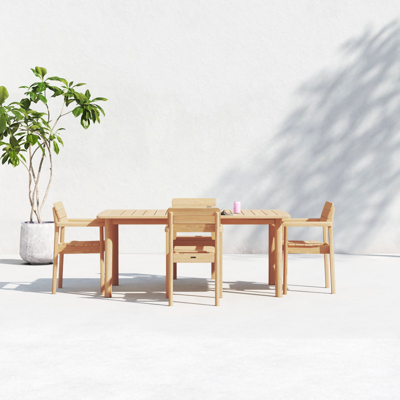 Sigrid 71'' Rectangular 4 - Person Outdoor Dining Set
