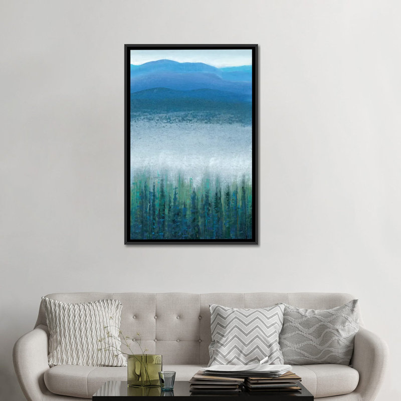 « valley fog i », impression sur toile, H 26 po x l 18 po x P 1,5 po, Toile avec cadre noir, Pas de tapis