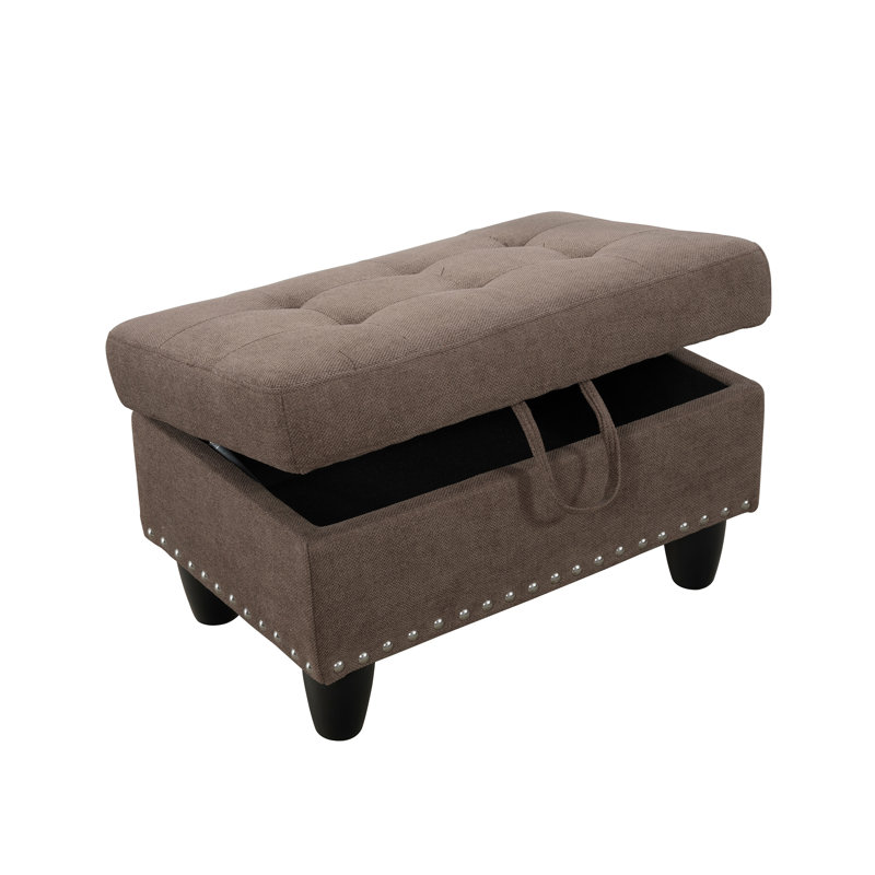 Repose-pieds lin avec rangement, Brun
