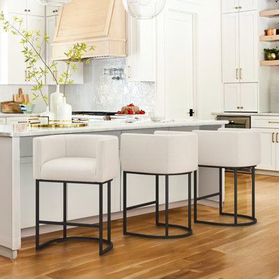Upholstered Counter Stool with Metal Frame