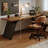 Nut-brown+Black L-Shaped Solid Wood+Iron desk-79790659-79790661