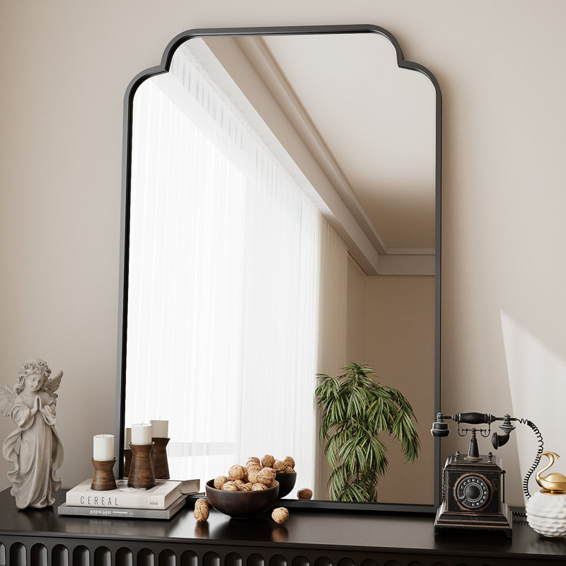 Miroir mural symétrique en alliage d'aluminium pour la salle de bain et la décoration intérieure, Noir, 36 po x 24 po