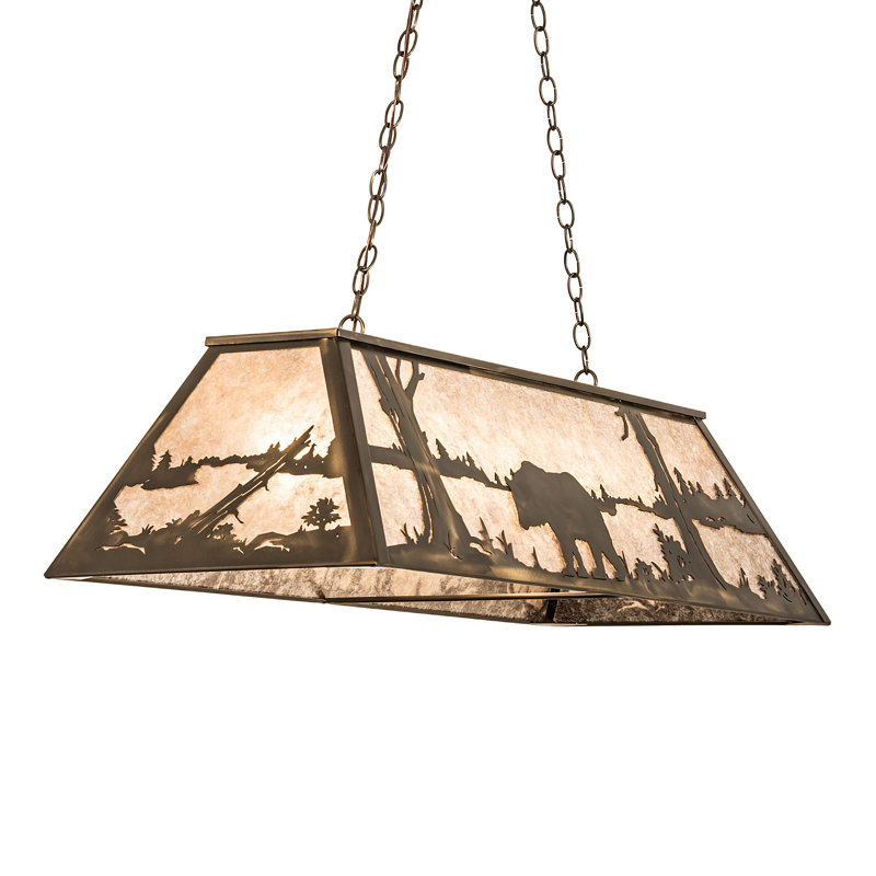 Luminaire suspendu linéaire pour table de billard 9 lumières Old Forge, H 22 - 42 po x l 48 po x P 17 po