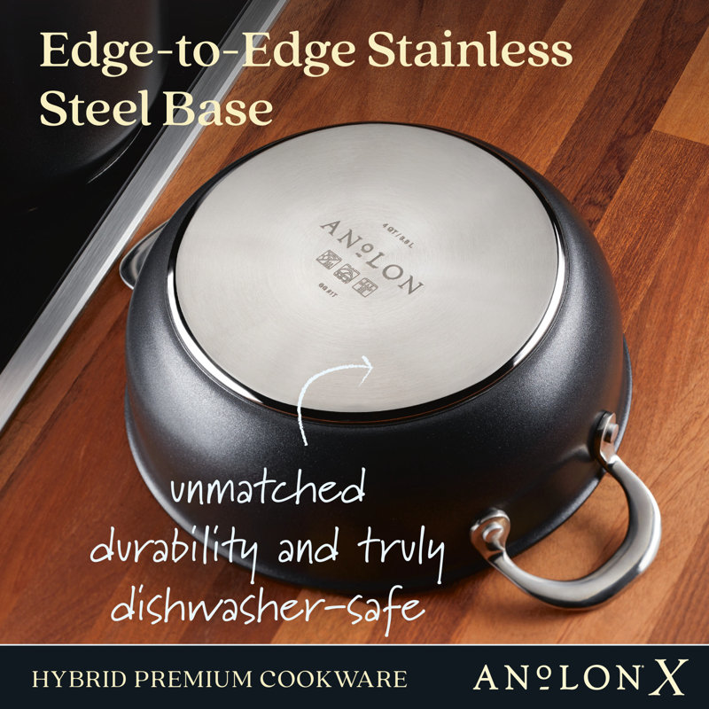 Anolon X Hybrid Cookware Nonstick Aluminum Nonstick Casserole Pan With Lid, 4-Quart