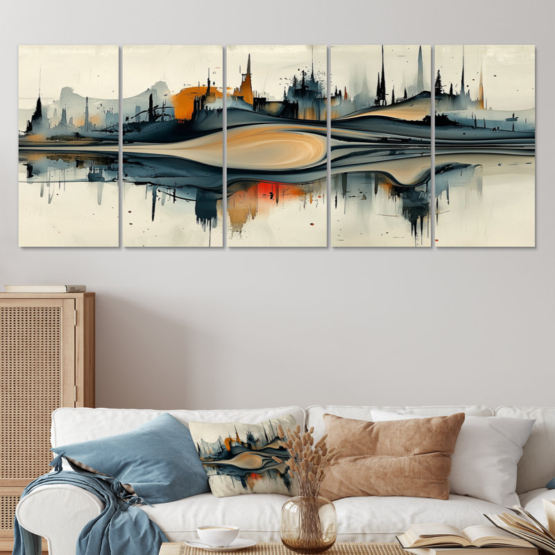 Olenta - art mural abstrait - décoration murale moderne, H 32 po x l 80 po, 5