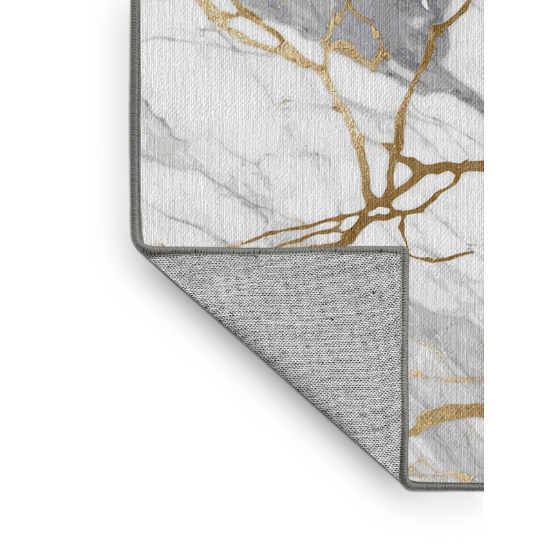 Machine Washable Gray Area Rug, Square 5'