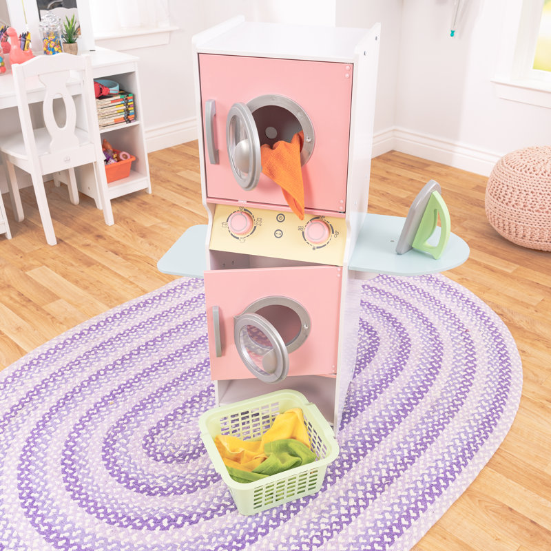 Pastel Wooden Laundry Play Set with Iron and Basket