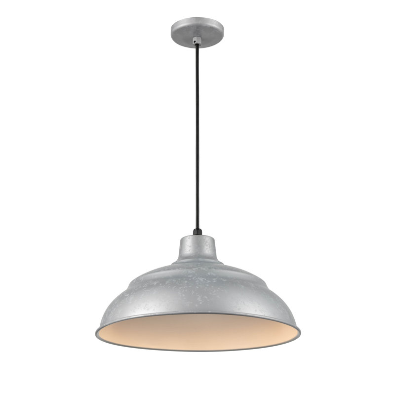 1 - Light Shaded Dome RLM LED Pendant, Painted Galvanized, 9.25" H x 17" W x 17" D