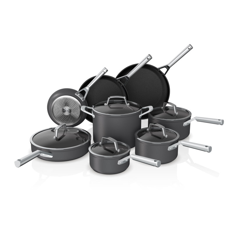 Ninja® Foodi® NeverStick Premium Hard-Anodized 13-Piece Cookware Set, Guaranteed to Never Stick, Nonstick, Durable, Oven Safe to 500°F, Grey
