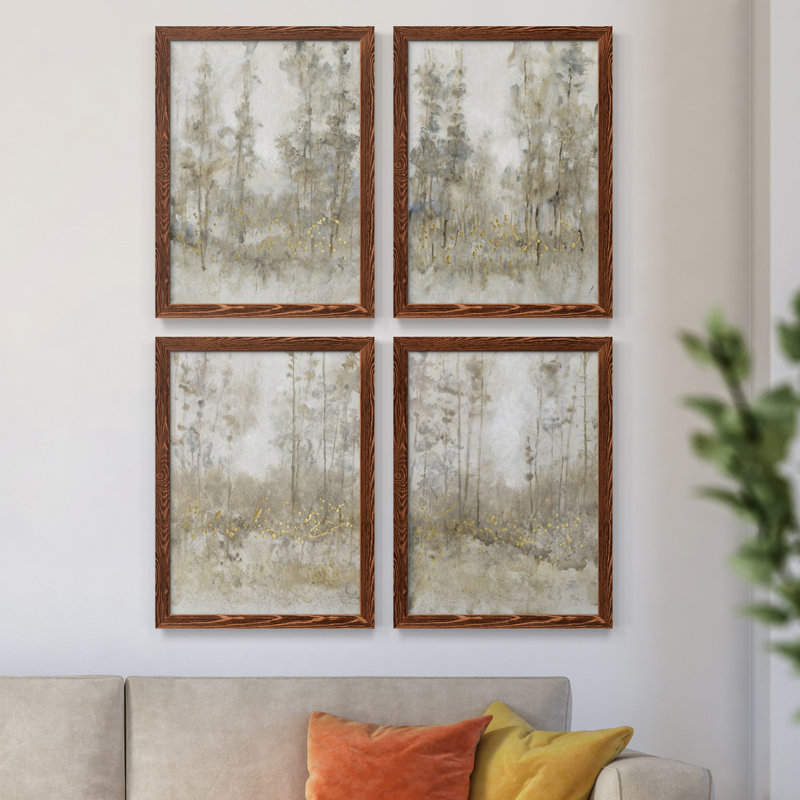 Thicket Of Trees I - Ensemble de 4 reproductions de cadres photo sur toile, H 24 po x l 72 po x P 1,5 po, Érable