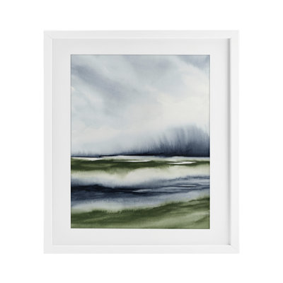 Sage Shadows Landscape Framed Print Under Glass, design by 1x
