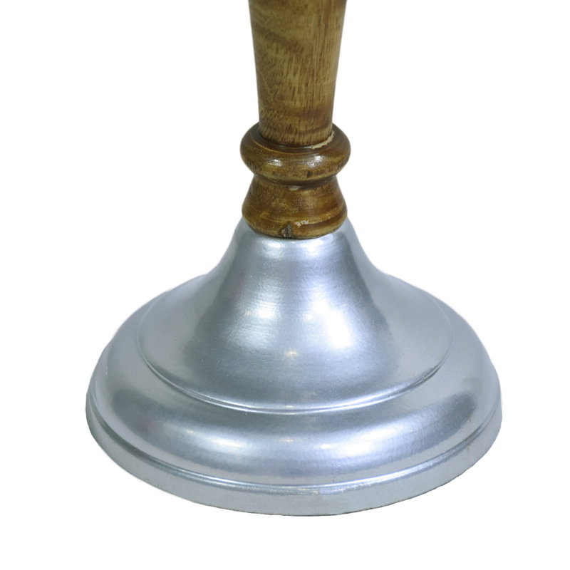 9'' H Tabletop Candlestick, 9" H x 3.7" W x 3.7" D, Silver/Brown