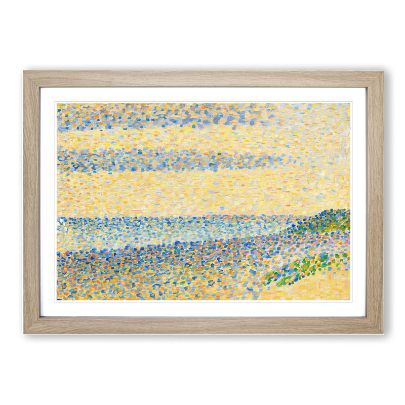 Seascape at Gravelines by Georges Seurat - Picture Frame Painting, Oak Framed, 27cm H x 36cm W x 2cm D