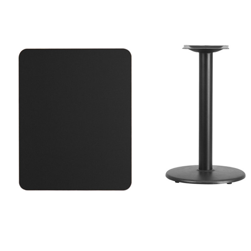 Contemporary 31'' Black Laminate Round-Based Dining Table