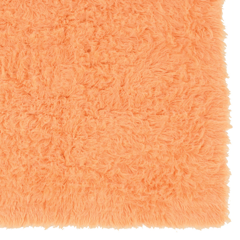 Alamin Flokati Wool Shag Hand Loomed Orange Sherbet Rug, Rectangle 8' x 10'