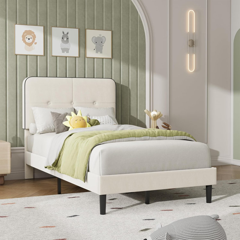 Structure de lit tapissier en velours avec tête de lit réglable et support en métal, conception à réduction de bruit pour les chambres modernes
