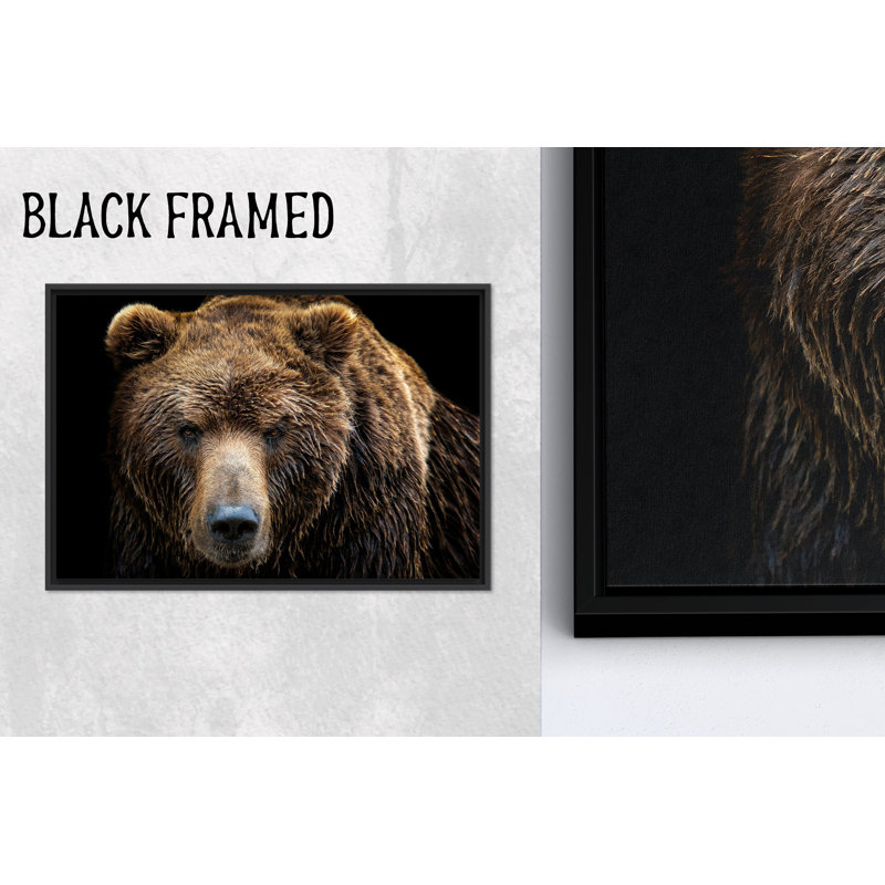 Art mural en verre trempé ours: toile mauve brune, 1 cadre noir, 35,5 po H x 47,3 po l