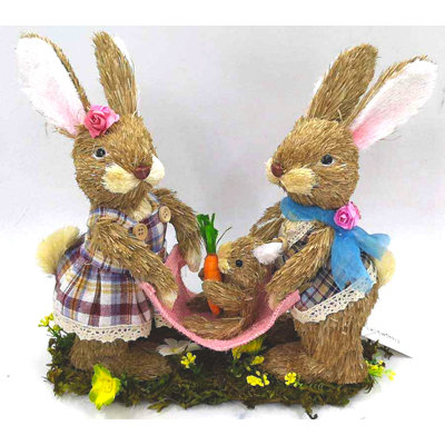 Figurine paille lapin de Pâques