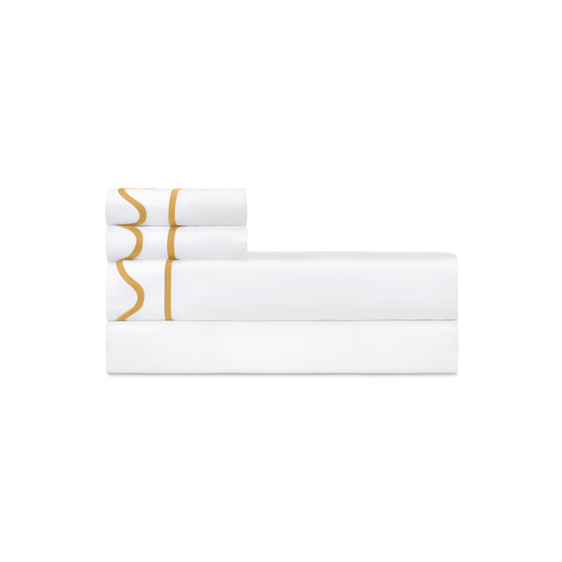 Amalfi Sateen Sheet Set, King Sheet Set, White/Marigold
