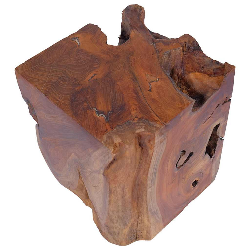 Solid Teak Wood Stool, Versatile Footrest/Side Table, 11.8" x 11.8" x 15.7" Brown