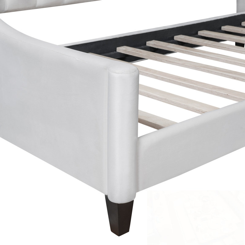 Twin size Daybed with Tufted Button Backrest, Beige
