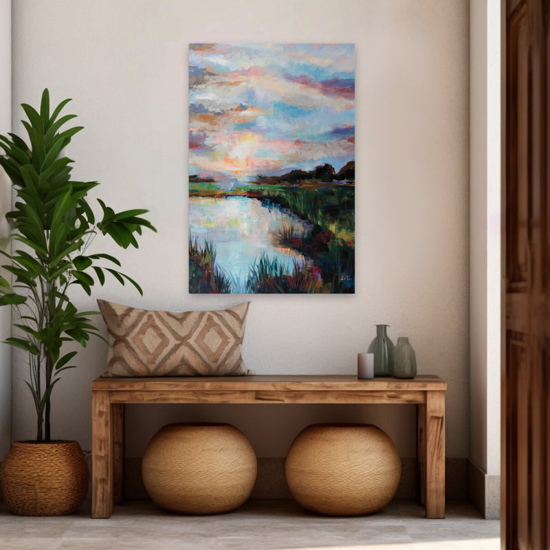 Blue And Bogs Ease Art, 48" H x 32" W