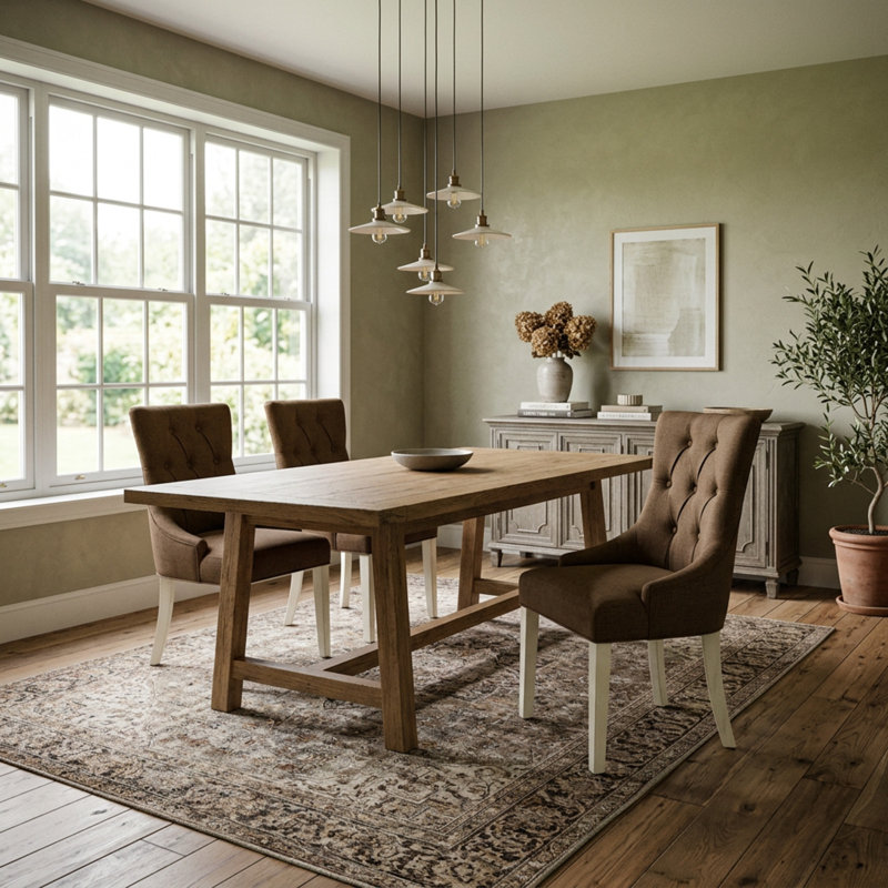 Ensemble de table et de chaises rondes en bois d'hévéa, de couleur lin, blanc, café foncé et mousse à coussins capitonnés, avec rallonges rabattables et 2 chaises.