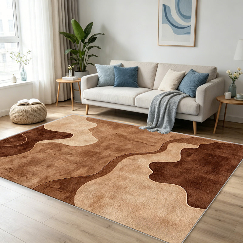 Cocoa Wave carpet-easy to clean, machine-washable, soft and comfortable; suitable for door mats, kitchens, living rooms, bedrooms, corridors, and laundry areas. Easy to clean, durable carpet for home decoration.